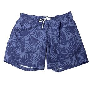 Trunks ~ Mens Swim Trunks ~Blue tropical Hawaiian print ~ size Large